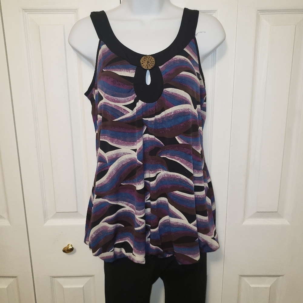 Volume One sleeveless top, purple black size Large
